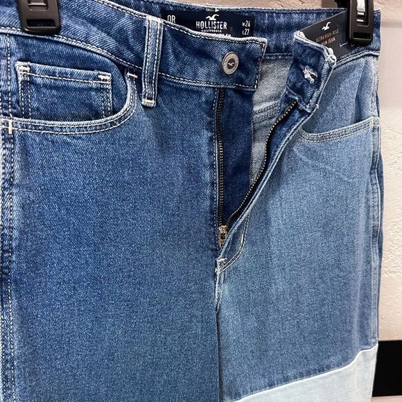 NWT HOLLISTER ULTRA HIGH-RISE PATCHWORK MOM JEANS size 0 W24 L27 - Picture 8 of 16